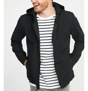 Water-Resistant Nylon-blend Stowaway-Hood Jacket